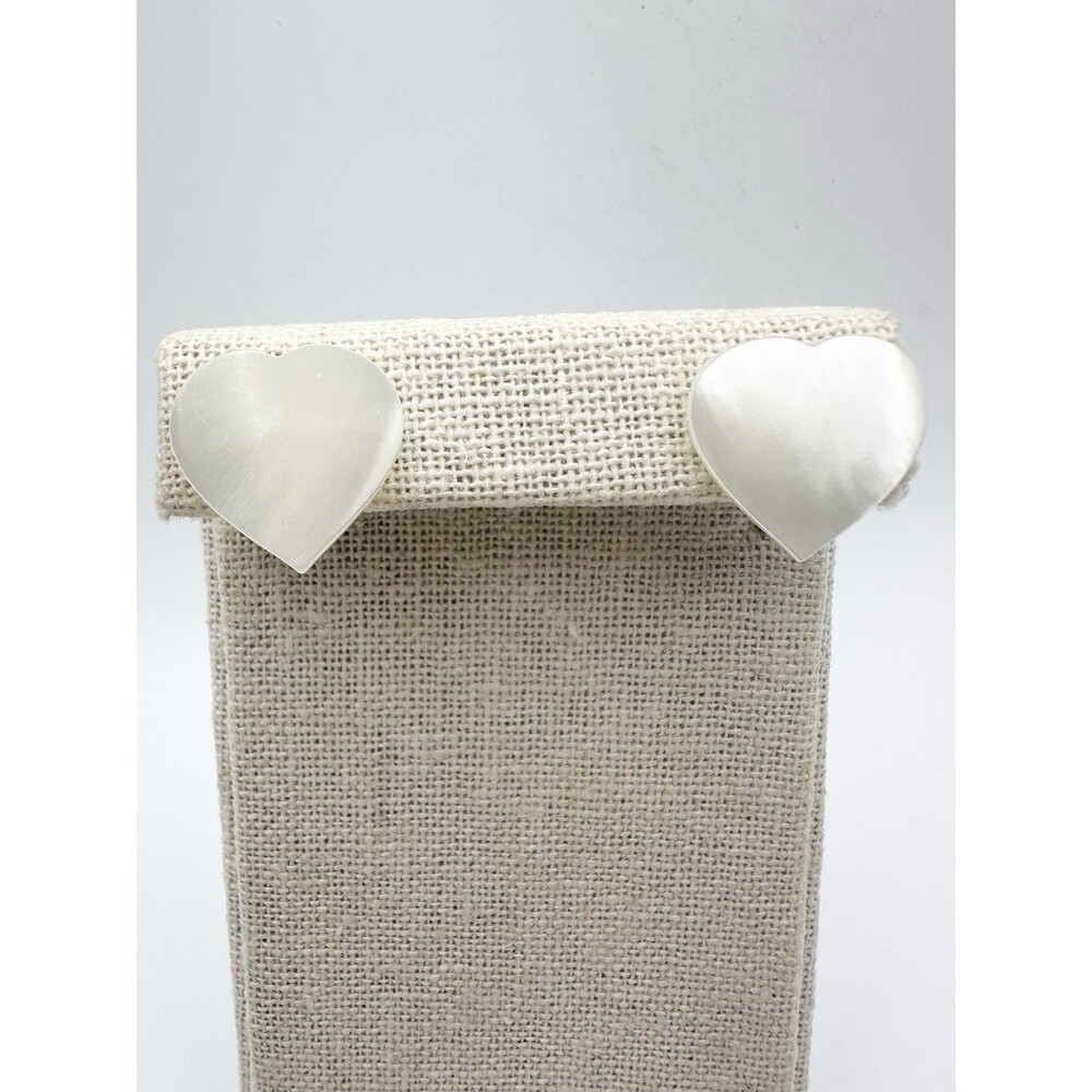 Vintage Mother of Pearl Heart Pierced Earrings